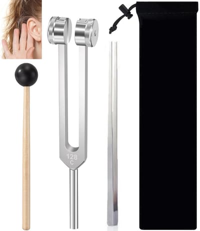 Professionele Stemvork - 128 Hz Aluminium Stemvork - Met siliconen hamer, gewicht en opbergzakje - Tuning fork voor yoga - Voor meditatie