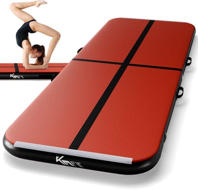 KM-Fit Airtrack - Turnmat - 4 m - Gymnastiekmat Opvouwbaar - Incl. elektrische pomp & patch kit - Rood