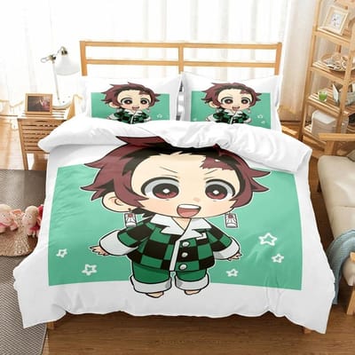 Demon Slayer Beddengoedset 3D Japanse Anime Kinderen Cadeau Dekbedovertrek Dekbed Bedlinnen Hometextiel Queen King Eenpersoonsmaat 70x133cm 2pcs