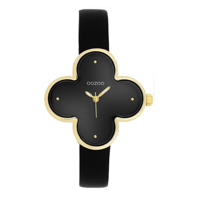OOZOO Timepieces - Goudkleurige horloge met leren band leren band - C11524