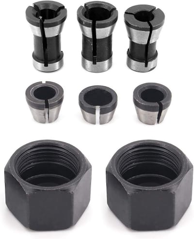 6-delige Set Router Bit Spantang Klemadapter voor Graveermachine en Trimmachine (6mm, 8mm)
