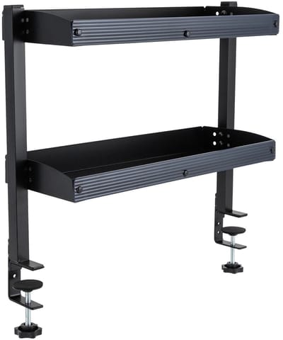 MakkelijkMooi 2-Laagse Plank voor Boven of Onder een Tafelblad - Bureau Organizer - Sterk Draagvermogen - Verstelbare Klem - Zwart