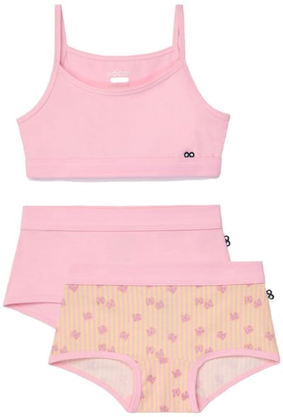 Woody ondergoed set meisjes - roze – vlinder - 1 topje en 2 boxers - maat 128