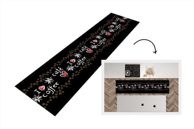 Keukenloper - Loper keuken - Koffie - Patronen - Love - 200x50 cm - Keukenloper vinyl