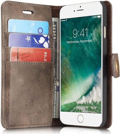 Portemonnee Hoesje Echt Leer Coffee Geschikt voor Apple iPhone SE (2020/2022)/7/8