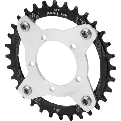 104BCD Tandwieladapter Aluminiumlegering 32T Kettingwiel CNC Gesneden Fietskettingblad voor BBS01 Elektrische Fiets Middenaandrijving Motor zwart