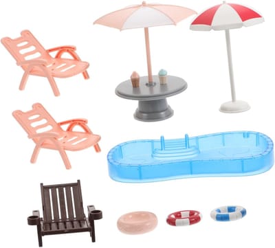 Miniatuur Strandset - Poppenhuis Meubels - Doe-het-zelf Projecten - Compleet Speeltoestel - 19.5 x 9.5 x 2 cm - Diverse Kleuren