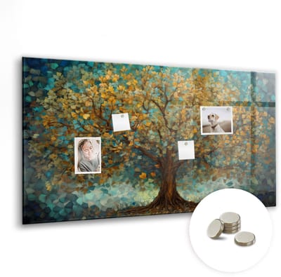 Tulup Glassboards - Mozaïekboom Magneetbord - 120 cm x 60 cm - Veelkleurig Magneetbord Foto - Gratis 5 Sterke Magneten - Organizer Muur - Magnet Board - Magneetbord Muur - Notitiebord Werkplek - Magnetisch Memobord
