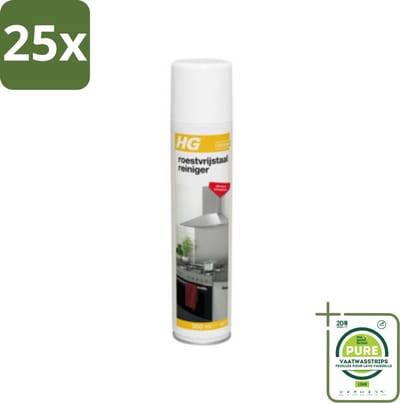 25 x HG Roestvrijstaal Reiniger 300 ml - Grootverpakking - Roestvrijstalen Reiniger - Chroom Reiniger - Aluminium Reiniger - Keukenreiniger - Streeploos Schoonmaken