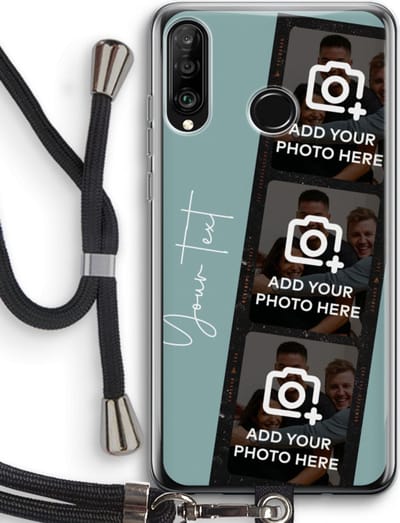Gepersonaliseerd - Case Company® - Hoesje met koord geschikt voor Huawei P30 Lite hoesje met Koord - Filmrol N°1 - Telefoonhoesje met Zwart Koord - Bescherming aan alle Kanten en Over de Schermrand