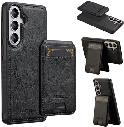 LC.IMEEKE Hoesje - Geschikt voor Samsung Galaxy S26 Plus Hoesje - LC.IMEEKE L3 - Leather Back Cover met Pasjeshouder - MagSafe Compatible - Zwart