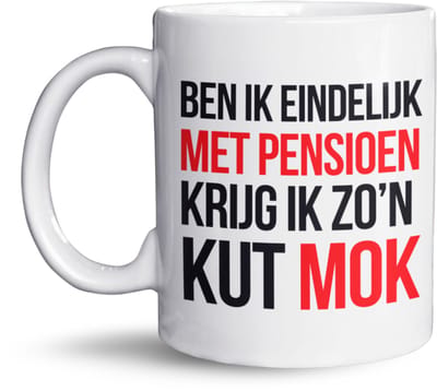 NietMokken.nl - Grappige Pensioen Mok - Cadeau voor Pensionaris - Kado voor collega - Afscheid collega - Humor Koffiemok 325ml - Vaatwasser- en Magnetronbestendig