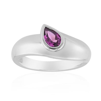 Cavill - Zilveren ring dames - 925 Sterling zilver met palladium - 0 51 ct Roshoit granaat peervormig - Elegant comfort - Paars