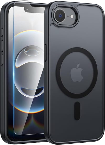 Exobox Geschikt voor Apple iPhone 16e - Robuuste Militaire Duurzame - Met Screenprotector - Back Cover Hoesje - Zwart