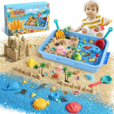 Zandbak Schelp - Zand Speelset - Magisch Zand - Inclusief Zeedieren en Mold - Gemakkelijk op te Ruimen - Voor Kinderen van 3-8 Jaar
