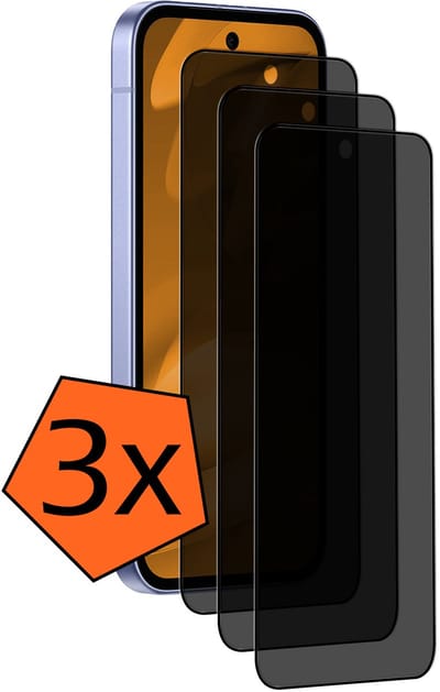 Screenprotector - 3 Stuks - Geschikt voor Google Pixel 9a - Privacy Filter - Gehard Glas - Beschermglas - Tempered Glass - Screen Protector