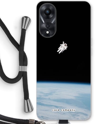 Case Company® - Hoesje met koord geschikt voor Oppo A78 5G hoesje met Koord - Alone in Space - Telefoonhoesje met Zwart Koord - Bescherming aan alle Kanten en Over de Schermrand