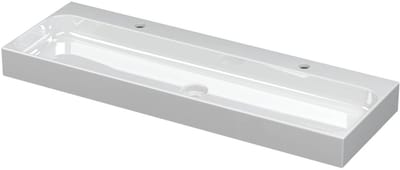 INK Unit Wastafel Porselein met 2 Kraangaten incl. Porseleinen Click Plug - 1200x400x100 mm - Glans Wit