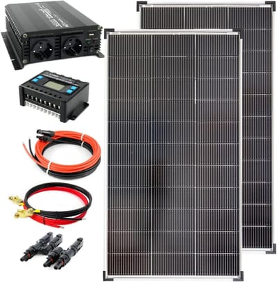 Zonnepaneel Set - Energie Systeem - Zelfstandige Energie - Complete Installatie - 240 Watt - Zwart