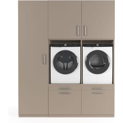 Wasophoogte® Wasmachine Kast Stockholm - Wasmachine verhoger - Wasmachine ombouw - 700(D)*1930(B)*2350(H) mm - Taupe