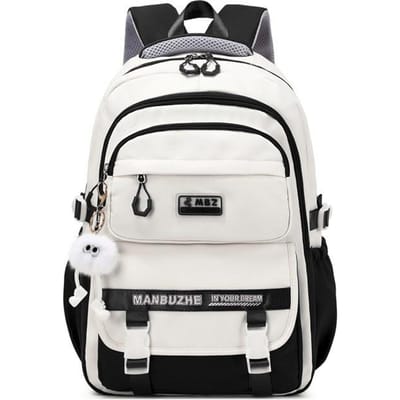 Schooltassen voor middelbare schoolmeisjes Mode Grote Capaciteit Reisrugzak Zwart en Wit Lichtgewicht Rugzak voor College Studenten zwart