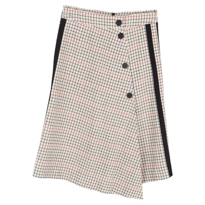Maje geruite asymmetrische midi-rok in beige katoenen tweed