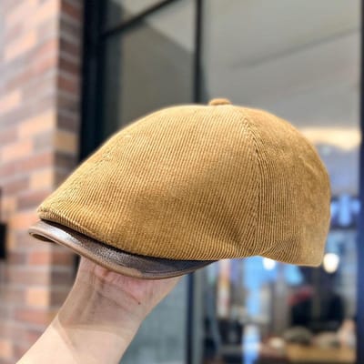 Chapeau Américain Street Rétro Avant-Gardiste Homme Automne et Hiver Béret en Velours Côtelé Femme Chapeau Polyvalent Mettant en Valeur le Visage Adjustable beige