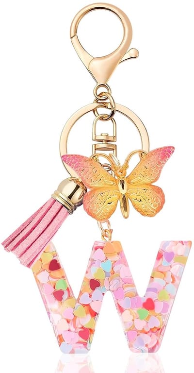 Dailygoods- Sleutelhanger Gepersonaliseerd - Sleutelhanger met Kwastje - Sleutelhanger voor Dames - Sleutelhanger met Gouden Ring - Sleutelhanger Tas - Stijlvol Ontwerp - Sleutelhangers