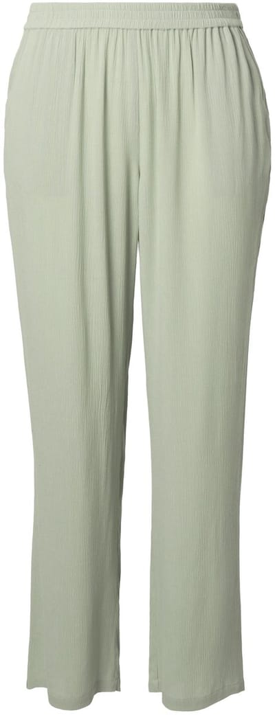 Ulla Popken - Dames - Broek Rose wijde pijpen elastische band viscose-crêpe - Licht mosgroen - Maat 42+