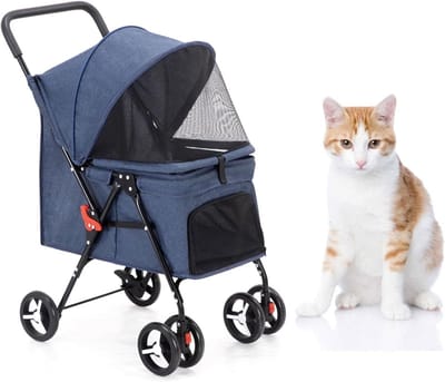 Huisdier Wandelwagen - Dieren Kar - Comfortabel Reizen - Opvouwbaar Ontwerp - Tot 15 kg - A