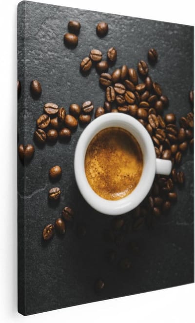 Artaza Canvas Schilderij Koffiebonen - 30x40 cm - Klein - Muurdecoratie Keuken - Wanddecoratie Espresso - Kamer Accessoires