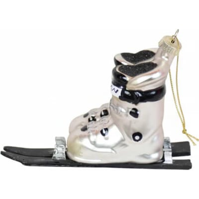 Housevitamin Kersthanger Ski’s – Glas Zilver/Zwart – 13x5,5x8,5cm – Kerstversiering Ornament – Wintersport & Après-Ski Decoratie