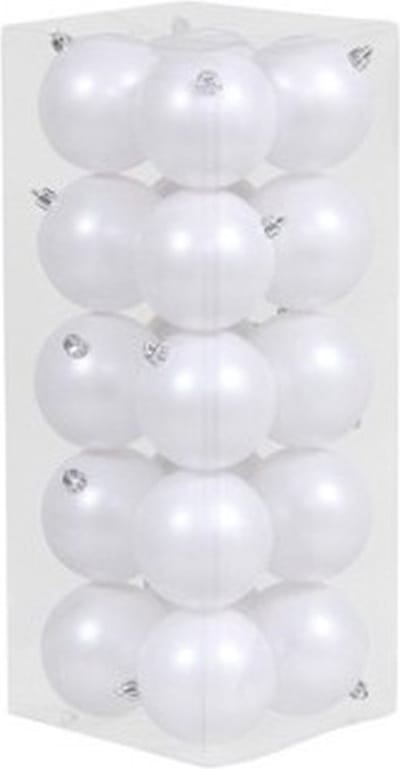 Othmar decorations Kerstballen - 20x st - wit - D8 cm - kunststof - mat - kerstversiering