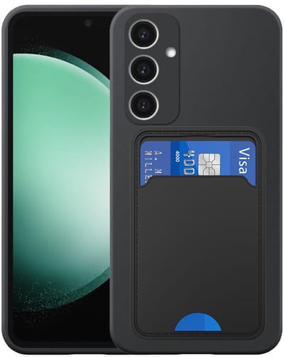 Geschikt voor Samsung Galaxy S23 FE Telefoonhoesje met TPU Pasjeshouder - Flexible Back Cover Case Siliconen TPU with Cardslot - Zwart - Smartphonica geschikt voor Samsung Galaxy S23 FE