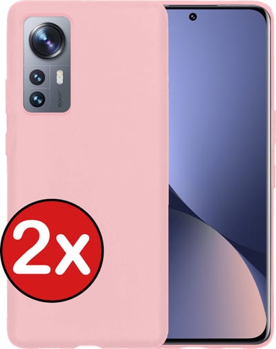 Hoesje - 2 Stuks - Geschikt voor Xiaomi 12 - Sterk & Shockproof - Telefoonhoes - Back Cover - Case Siliconen - Telefoon Hoes - Lichtroze
