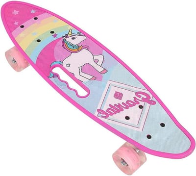 Kinder skateboard - Compleet board - Buiten spelen - Met LED wielen - 59x15cm - Roze
