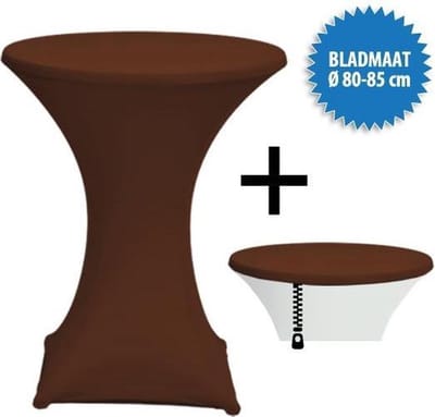 Cover Up Statafelrok Stretch, met rits - Ø80-85cm - Incl. Topcover - Donkerbruin