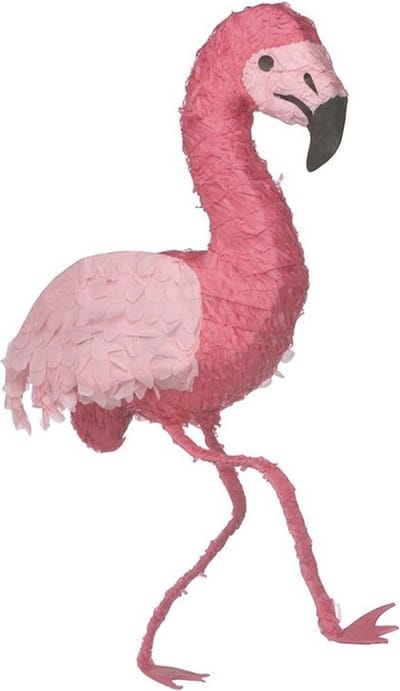 Pinata flamingo - 34 x 35 x 37 cm - roze - papier mache - karton