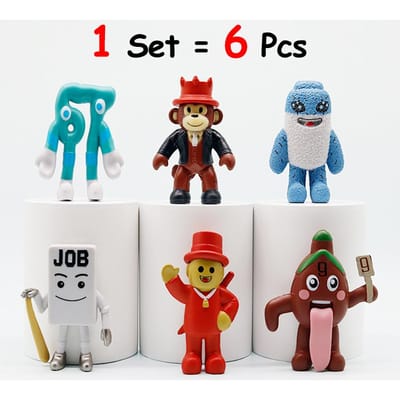 6 Pièces/Ensemble Steal A Brainrot Figurine Anime Mignon Modèle Collection Statue Décoration de Bureau Ornements Fans Cadeau de Noël Enfant gray