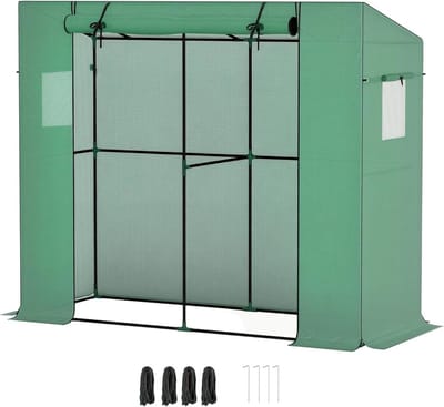 Foliekas met Oproldeur - Kweekkas Tuinkas - Planten Beschermen - Aangeleund Ontwerp - 200x76x170cm - Groen