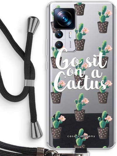 Case Company® - Hoesje met koord geschikt voor Xiaomi 12T hoesje met Koord - Cactus quote - Telefoonhoesje met Zwart Koord - Bescherming aan alle Kanten en Over de Schermrand