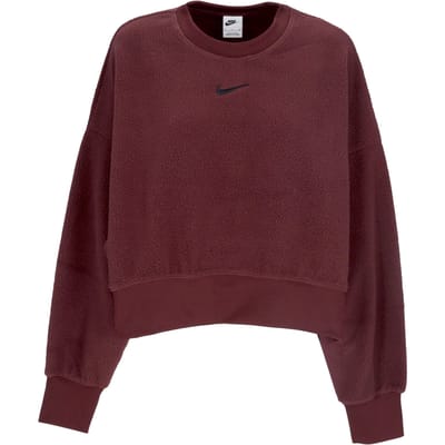 Damessweatshirt met ronde hals Sportkleding Plush Mod Crop Crewneck Burgundy Crush/zwart