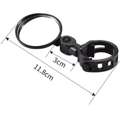 Fietsachteruitkijkspiegel, 360 ° draaibaar, fiets- en kijkspiegel, groothoek bolle spiegel voor elektrische voertuigen, ronde reflector black