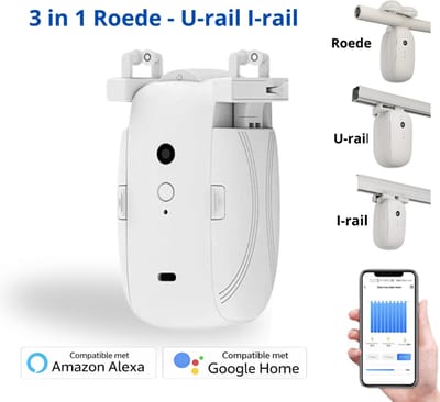 Yemtech® Slimme Gordijnmotor – Geschikt voor Rod / Roede, U-rail & I-rail – Wifi – App-bediening & Afstandsbediening – Alexa & Google