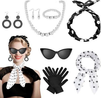 50s accessoires voor vrouwen, rockabilly kostuumaccessoires, vintage kleding voor carnaval en retro feesten