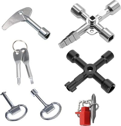 7-delige Universele Steeksleutel Set - 4-in-1 Multifunctionele Sleutel voor Gas, Water en Elektriciteit - Ergonomisch Ontwerp en Duurzaam Gebruik