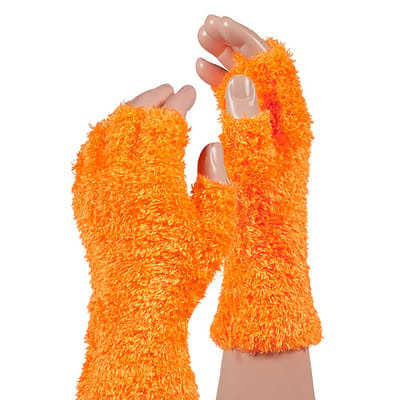 Apollo - Zachte handschoenen vingerloos - Fluor oranje one size - Vingerloze handschoenen kinderen - Carnaval - Party - Feestartikelen