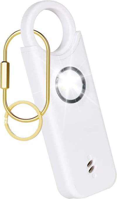 Persoonlijk Alarm - Noodfluitje Sleutelhanger - Zelfverdediging Noodgeval - 135dB Geluid Strobe - 30x12x91 mm - Wit