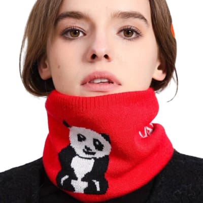 Nivard Nekwarmer - Dames - Fleece - Motor - Bandana - Masker - Colsjaal - Sjaal - Gewatteerd - Winter - Fietsen - Panda - Rood