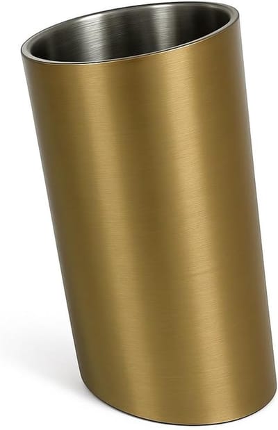 & Champagnekoeler | Wijnkouter Champagnekoeler IJsblokjeshouder - IJsemmer Roestvast staal dubbelwandig | Geïsoleerd & roestvrij | Gouden uitstraling | 18 cm hoogte | Cadeauidee